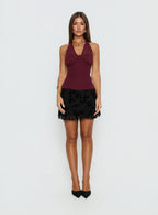 Lynford Chiffon Detail Halter Top Wine