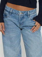 Ellanor Low Rise Slouch Denim Jean Washed Mid Blue Wash