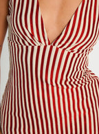 Daphney Plunge Mini Dress Red / Cream