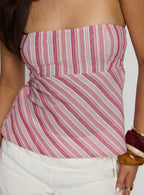 Elery Strapless Top Pink Stripe