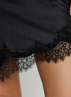 Idette Lace Asymmetrical Mini Skirt Black