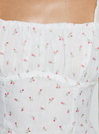 Orvena Square Neck Top White Floral