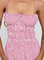 Loralei Shirred Maxi Dress Red Stripe