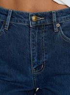 Cindee High Rise Cropped Jeans Mid Blue Wash