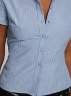 Lift Off Button Up Top Blue