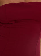 Diamanti Strapless High Slit Maxi Dress Burgundy