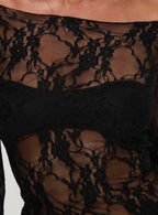 Junah Sheer Lace Long Sleeve Top Black