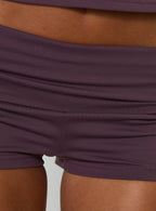 Daily Define Ruched Tie Side Micro Shorts Aubergine