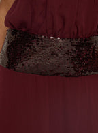 Darwinn Drop Waist Sequin Detail Maxi Dress Burgundy