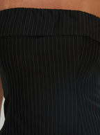 Isalyn Strapless Tailored Top Black Pinstripe
