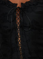 Angeleah Tie Up Frill Detail Top Black