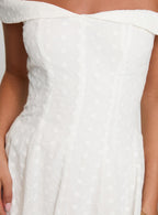 Rosebud Broderie Off The Shoulder Mini Dress White