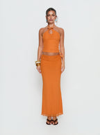 Star Fruit Keyhole Halter Top Orange