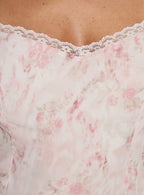 Avaline Lace Trim Blouse Top Pink