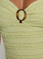 Liskaia Textured Halter Maxi Dress Soft Green
