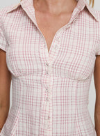 Cottesloe Blouse Top Pink Check
