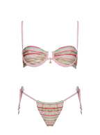 Heatwaves Underwire Bikini Top Green / Pink Stripe