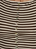 Angellina Jersey Button Down Top Chocolate / Cream Stripe