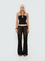 Rosadonna Lace Flare Pants Black