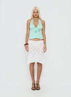 Elphie Sheer Lace Midi Skirt White