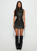Ceejay Faux Leather Mini Skirt Black