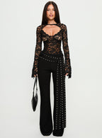 Karmel Lace Long Sleeve Top Black