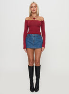 Nicolina Low Rise Denim Mini Skirt Light Wash Petite