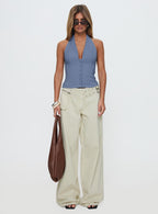 Paltrow Mid Rise Wide Leg Cargo Jeans Cream Petite