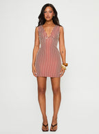 Daphney Plunge Mini Dress Red / Cream