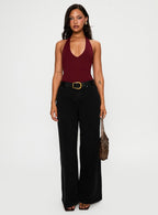 Someone New Halter Bodysuit Burgundy