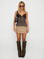 Zami Pleat Top Brown Polka Dot