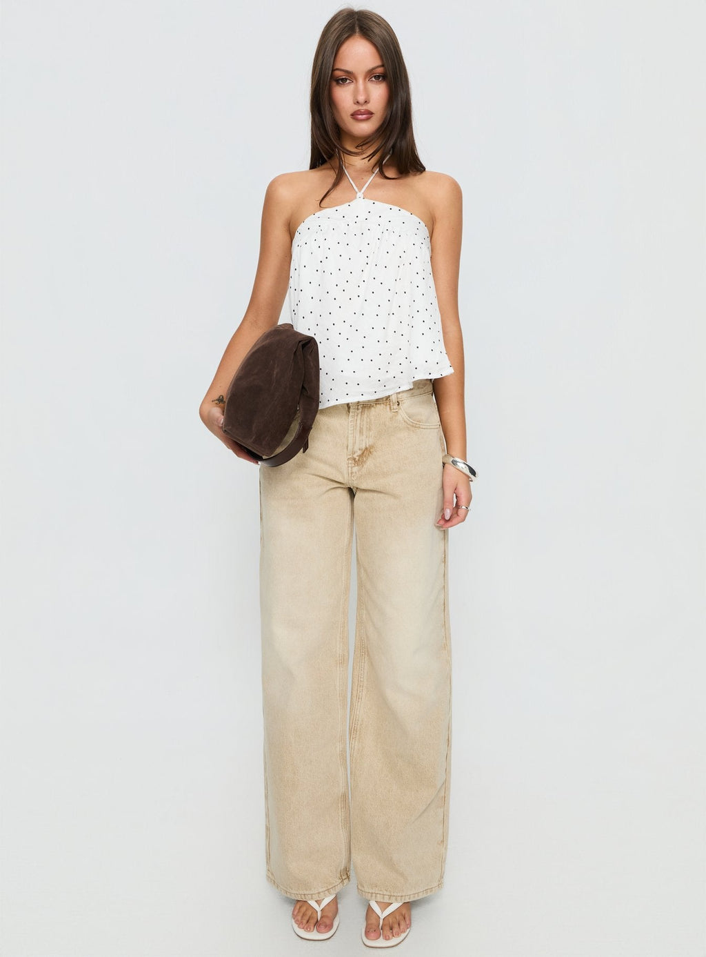 Serenitia Mid Rise Relaxed Jeans Sandy Brown Wash