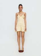 Sybelle Lace Drop Waist Mini Dress Yellow