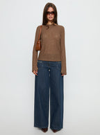 Unwritten Mid Rise Wide Leg Jeans Dark Blue Wash