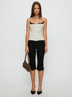 Renaissance Corset Lace Top White Polka Dot