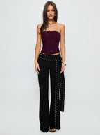 Oscuro Longline Mesh Corset Top Currant