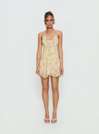 Hey Blondie Ruffle Halter Mini Dress Multi Floral
