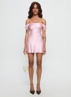 Zabbarra Off The Shoulder Mini Dress Light Pink