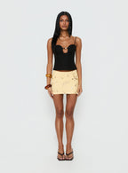 Calyra Embroidered Mini Skirt Butter Yellow