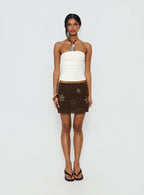Nanci Beaded Mini Skirt Brown