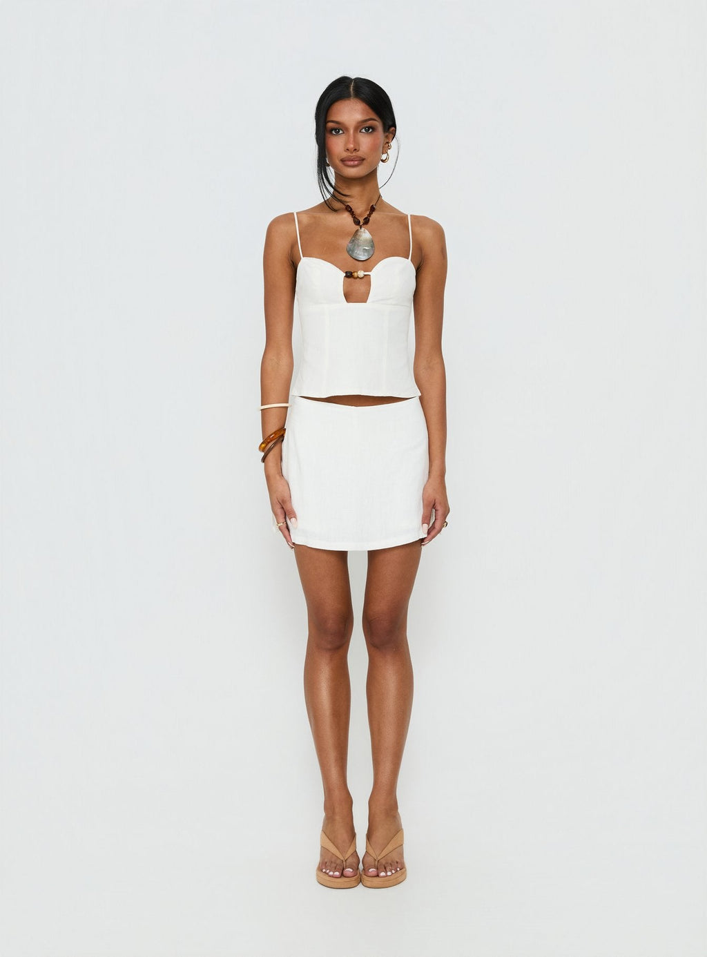 Gigi Linen Blend Skort White