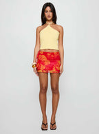 Liloha Frill Mesh Mini Skirt Orange Multi