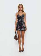Dorelia Halter Slip Mini Dress Black Multi