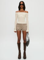 Mochapella Off The Shoulder Top White
