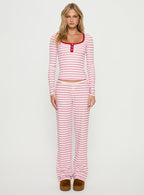 Slumber Party Sleep Rib Pants Pink Stripe