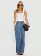 Thearlie High Rise Flared Jeans Mid Blue Wash