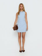 Falling Stars Ruched Mini Dress Baby Blue