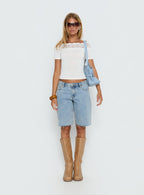 Breiann Lace Off Shoulder Short Sleeve Top White