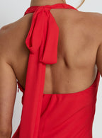 Luannie Halter Scarf Tie Maxi Dress Red