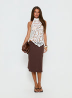 Sailboat Asymmetrical Halter Top White